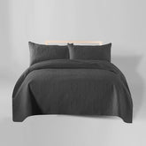 3 Pcs Ultrasonic Bedspread - Dark Grey (012)